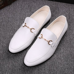 Summer white casual shoes set foot pedal shoes Korean in England increased Doug shoes loafer all-match Thirty-eight White (Nei Zenggao)
