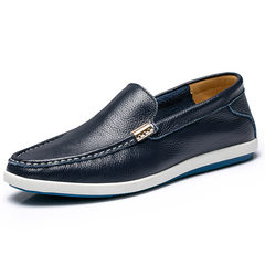 Lok Fu shoes leather shoes casual shoes men Doug England spring driving loafer winter plus velvet shoes tide Thirty-eight Dark blue 1168 standard leather shoes size