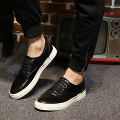Winter white loafer shoes men set foot free shoes British male male Korean Metrosexual white shoes Forty-four Increase 2cm in black