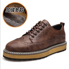 2017 new winter fashion shoes with male cashmere Korean men's casual shoes in Bullock England shoes Thirty-eight Brown cashmere