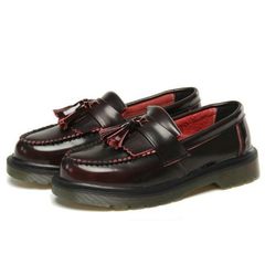 Japanese Harajuku lovers round British leather leisure tassel GD Quan Zhilong with small leather shoes loafer Thirty-eight Red tassel