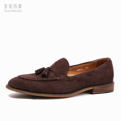 100 British men's shoes and suede leather tassel loafer set foot men's business casual shoes in Italy Thirty-eight Dark coffee