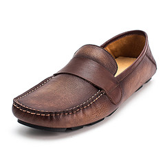 Italy men's shoes Doug male leather breathable casual shoes set foot loafer pedal British slip-on Thirty-eight Coffee