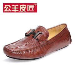 In the spring of 2016 British business casual shoes crocodile leather shoes breathable Doug sets foot driving shoes shoes Thirty-eight Coffee