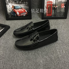 Green leather shoes GUCCI Europe leather Doug lazy summer shoes set foot shoes driving business English Thirty-eight black