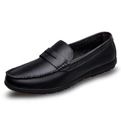 Europe Doug shoes leather tassel male British male lazy summer leisure shoes business driving shoe pedal Thirty-eight black