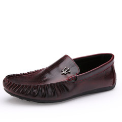 In the spring of the new British Style Men's leather shoes Doug driving shoe sailing shoes business men's Retro low shoes tide Forty Claret