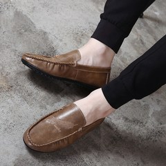 Men's leather shoes shoes shoes business casual Doug driving shoes men's shoes in England Forty A63 Brown