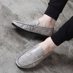 Men's leather shoes shoes shoes business casual Doug driving shoes men's shoes in England Forty-three A63 gray