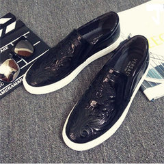 The increase in leisure shoes white patent leather pedal loafer shoes British Korean loafer male tide Thirty-seven black