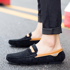 The fall of British Doug shoes business casual shoes leather shoes leather shoes tide lazy summer sailing driving shoes Forty-four Black leather shoes code