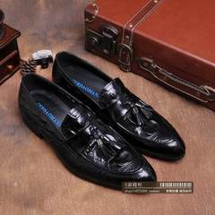 Men's casual shoes crocodile Kevin sailing shoes leather shoes shoes British tip single business Doug shoes shoes Thirty-eight black