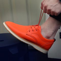 Autumn bean shoes, men's casual shoes, English lazy shoes, sailing shoes, youth business, round head shoes Forty-three S20 orange (breathable version)