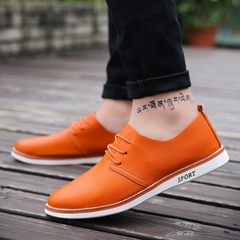 Autumn bean shoes, men's casual shoes, English lazy shoes, sailing shoes, youth business, round head shoes Forty-three S23 breathable orange