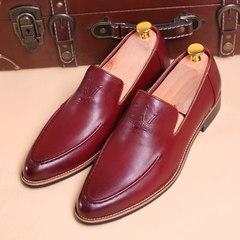 Bullock men's leather shoes, hair stylist, night shoes, British business casual shoes, wedding shoes Thirty-eight 2599 red