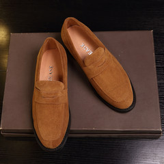 Leather suit, leisure English, low suede shoes, men's business gentlemen, foot kick, trend shoes Thirty-eight Dark brown