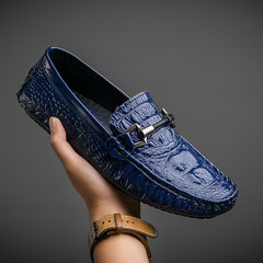 Europe Doug crocodile shoes British business casual men's small size breathable shoes shoes shoes set foot lazy Thirty-eight 9983 blue