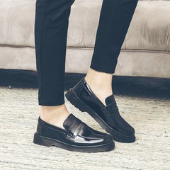 Summer loafer male British all-match Korean fashion glossy black patent leather Metrosexual pedal shoes casual shoes Forty-three black