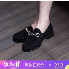 Men's leather shoes leather shoes Doug Kevin leisure driving shoe shoes pedal British male dress shoes Thirty-eight black