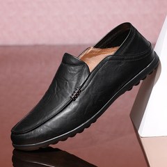 The British male business casual shoes leather shoes Doug sailing shoes leather loafers shoes summer tide drive Thirty-eight Black 2070