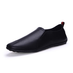 2017 male British male business casual shoes shoes Doug microfiber leather shoes four driving shoes lazy tide sailing Forty black