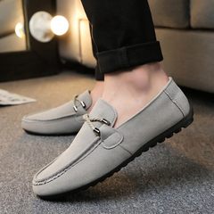 The new spring and summer set foot British business men's leather shoes shoes comfortable driving Doug male leisure boat shoes 39 smaller codes 806 gray