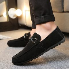 The new spring and summer set foot British business men's leather shoes shoes comfortable driving Doug male leisure boat shoes 39 smaller codes 806 black