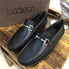 Men's business casual shoes breathable soft bottom boat shoes of England set foot drive Doug shoes tide Thirty-eight black