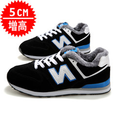 N autumn and winter with velvet shoes all-match couple trend of Korean sports shoes female students running shoes Thirty-eight 110 black blue plus velvet increase