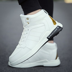 Winter white high shoes for sports shoes men increased white shoes Gobon shoes and cotton shoes in autumn Forty-four Increase in white