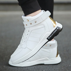 Winter white high shoes for sports shoes men increased white shoes Gobon shoes and cotton shoes in autumn Forty-five White star