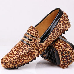 Men's leather shoes sailing England sets foot commerce Doug shoes leisure shoes leopard driving shoes Thirty-nine Coffee