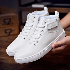 Leather shoes for men in autumn increased Korean tide winter cotton shoes and casual shoes with high male help 6cm Forty-three 226 white flat heel