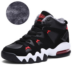 The winter men's shoes for men's shoes 8cm warm students plus velvet sport shoes running shoes shoes Sneakers plus one yard purchase Black and white red
