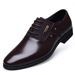 The winter men's business suits leather shoes with pointed Leather Men's shoes cotton shoes in England increased 6cm black Forty-one No tie up, brown, no cashmere