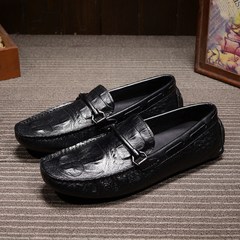 Europe crocodile Doug male British business casual shoes leather breathable shoes shoes set foot driving lazy tide Thirty-eight black