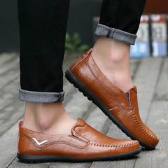 Summer casual shoes men pointed shoes shoes shoes breathable Doug drive driving the business men's tide Thirty-eight Dark brown