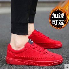 Autumn increased male Korean men shoes shoes sports shoes shoes with social warm winter cotton shoes Forty-three 0012 red shoes (ordinary)