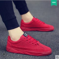 Autumn increased male Korean men shoes shoes sports shoes shoes with social warm winter cotton shoes Forty-three 0012 red (common paragraph)