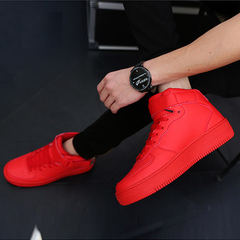The winter men high shoes sports shoes and leisure shoes in Korean hip-hop plus cotton shoes red shoes Forty-one 8930 red