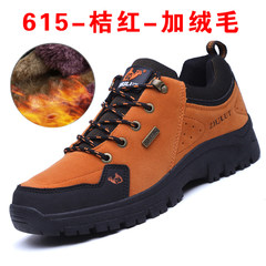 Paul camel men's men shoes casual outdoor hiking shoes with fluffy waterproof warm sneakers Forty-three 615 low and red velvet