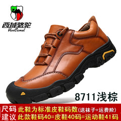 Camel men's winter mountaineering shoes leather shoes waterproof outdoor leisure shoes has thick shoes Forty-four 8711 Seasons / Brown
