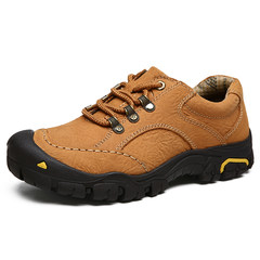 Ai Le Fort camel men's leather shoes men's casual shoes leather winter outdoor waterproof hiking shoes size Sports shoes wear 40, 38 Khaki