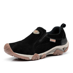 Winter new men's leather hiking shoes pedal foot plus cotton tendon end plus velvet sport shoes men Thirty-eight Big black