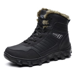 Snow boots shoes men boots with winter warm cashmere non slip waterproof boots, outdoor high thickening in Northeast China Forty-seven 910 black