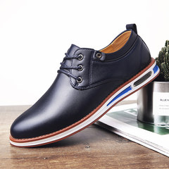 Mens Shoes Black all-match trend of Korean men's dress shoes and casual shoes business English suede shoes Forty blue