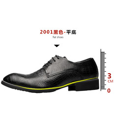 Crocodile leather shoes men's business suits the autumn pointed shoes for men 6cm Korean tide black shoes Thirty-eight black