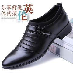 The white men's men's business dress shoes male British summer Korean youth leisure set foot marriage shoes. Thirty-eight black