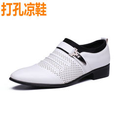 The white men's men's business dress shoes male British summer Korean youth leisure set foot marriage shoes. Thirty-eight Large white