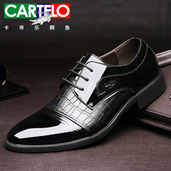 Early autumn new style Korean leisure lacquered leather shoes men business is wearing the height of 6cm men`s shoes married father 40 black